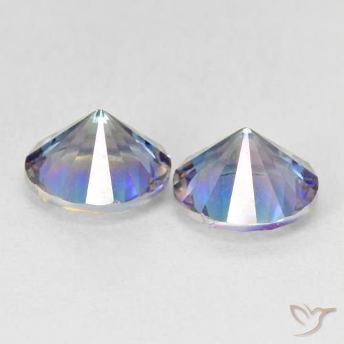 Gemme di Quarzo mistico Multicolore Blu naturale da 3.29 ct, Rotondo, VVS-VS