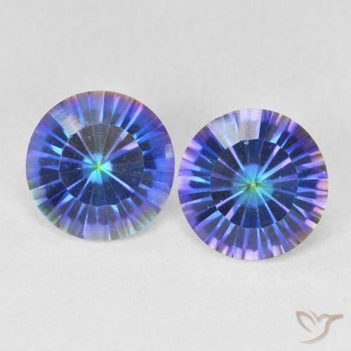 3.29ctw Naturale Multicolore Blu Quarzo mistico, Rotondo, VVS-VS