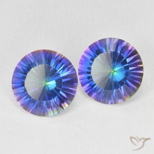 Gemme di Quarzo mistico Multicolore Blu naturale da 3.29 ct, Rotondo, VVS-VS