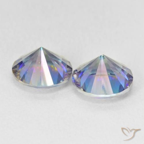Gemme di Quarzo mistico Multicolore Blu naturale da 3.29 ct, Rotondo, VVS-VS