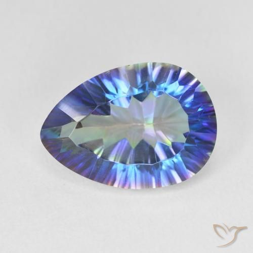 5.26ct Naturale Multicolore Quarzo mistico, Forma a pera, VVS-VS