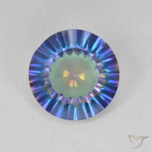 5.11ct Naturale Multicolore Blu Quarzo mistico, Rotondo, VS