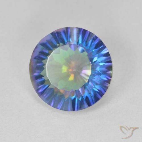 Quarzo mistico Multicolore Blu naturale da 5.11 ct, Rotondo, VS