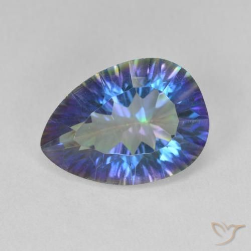 4.82ct Naturale Multicolore Blu Quarzo mistico, Forma a pera, VS