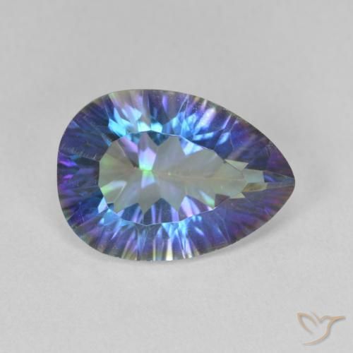 Quarzo mistico Multicolore Blu naturale da 4.82 ct, Forma a pera, VS