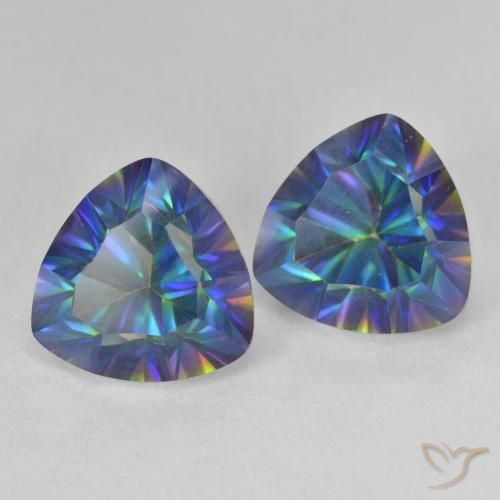 Gemme di Quarzo mistico Multicolore Blu naturale da 5.45 ct, Taglio trillion, VS