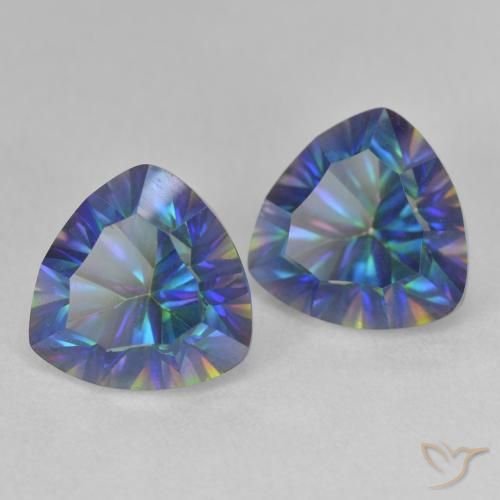 Gemme di Quarzo mistico Multicolore Blu naturale da 5.14 ct, Taglio trillion, VS