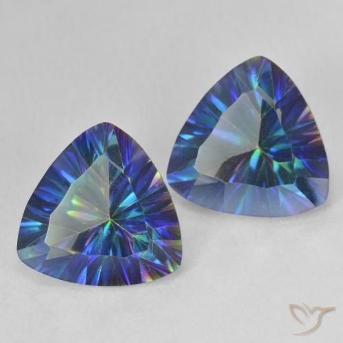 Gemme di Quarzo mistico Multicolore Blu naturale da 6.07 ct, Taglio trillion, VVS-VS