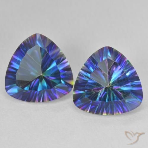 6.27ctw Naturale Multicolore Blu Quarzo mistico, Taglio trillion, VVS-VS