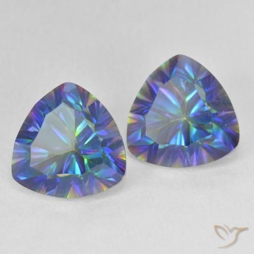 Gemme di Quarzo mistico Multicolore Blu naturale da 5.19 ct, Taglio trillion, VVS-VS