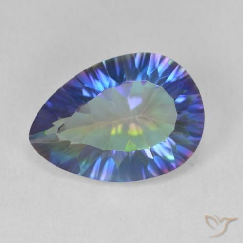 4.89ct Naturale Multicolore Blu Quarzo mistico, Forma a pera, VVS-VS