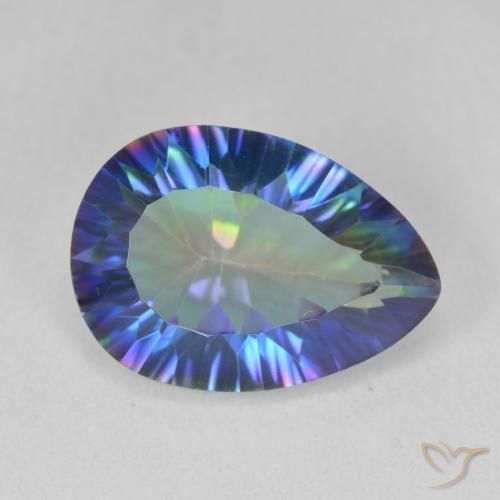Quarzo mistico Multicolore Blu naturale da 4.89 ct, Forma a pera, VVS-VS
