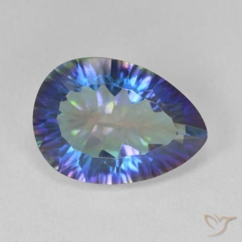 Quarzo mistico Multicolore Blu naturale da 5.32 ct, Forma a pera, VVS-VS