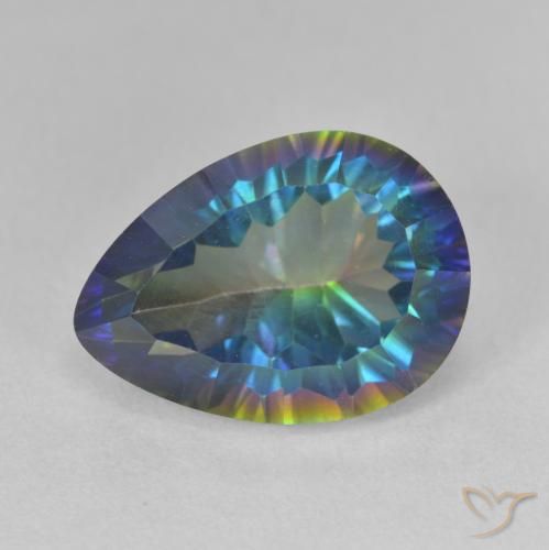 6.28ct Naturale Multicolore Blu Quarzo mistico, Forma a pera, VVS-VS