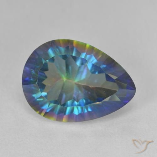 Quarzo mistico Multicolore Blu naturale da 6.28 ct, Forma a pera, VVS-VS