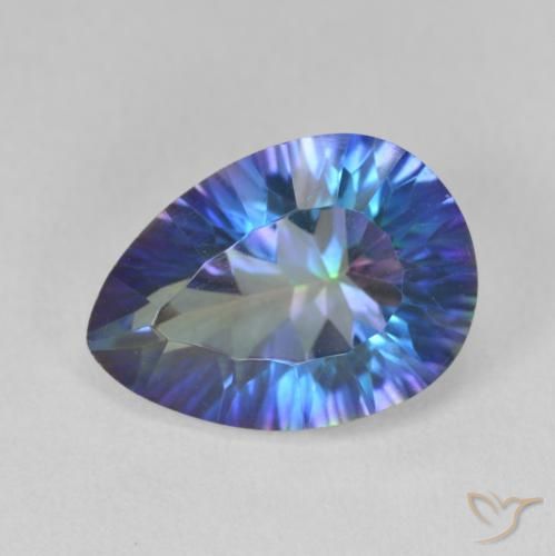 5.37ct Naturale Multicolore Blu Quarzo mistico, Forma a pera, VVS-VS