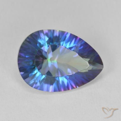 Quarzo mistico Multicolore Blu naturale da 5.37 ct, Forma a pera, VVS-VS