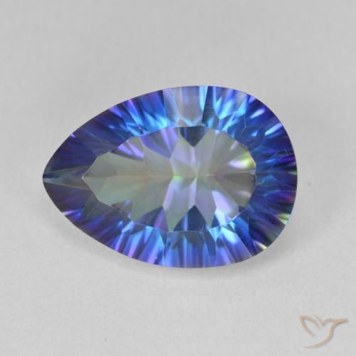 5.04ct Naturale Multicolore Blu Quarzo mistico, Forma a pera, VVS-VS