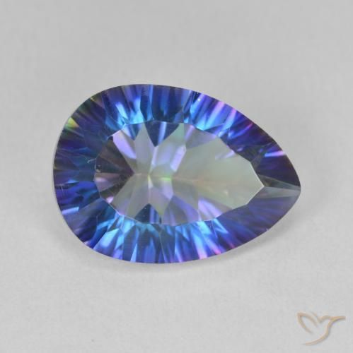 Quarzo mistico Multicolore Blu naturale da 5.04 ct, Forma a pera, VVS-VS