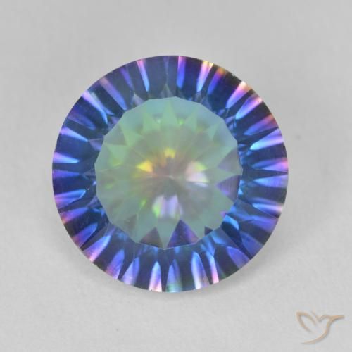 5.24ct Naturale Multicolore Blu Quarzo mistico, Rotondo, VVS-VS