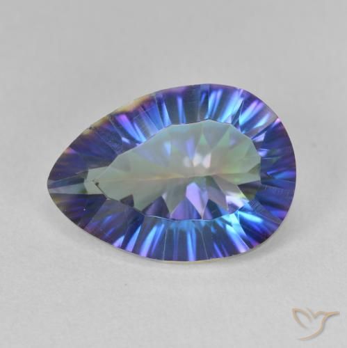 4.96ct Naturale Multicolore Blu Quarzo mistico, Forma a pera, VVS-VS