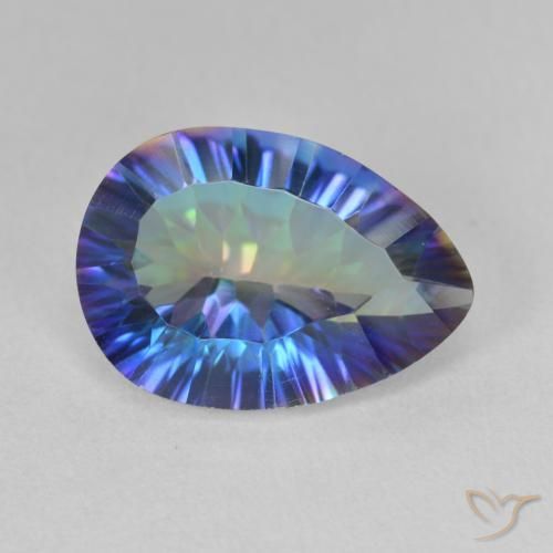 Quarzo mistico Multicolore Blu naturale da 4.96 ct, Forma a pera, VVS-VS