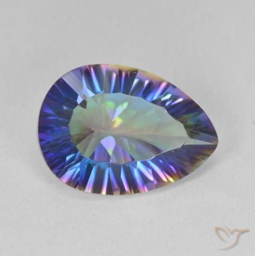 Quarzo mistico Multicolore Blu naturale da 4.73 ct, Forma a pera, VVS-VS