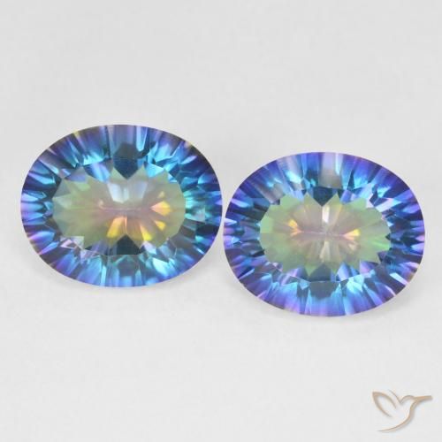 Quarzo mistico naturale multicolore da 6,32 ct, taglio ovale, VVS-VS