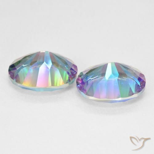 Quarzo mistico naturale multicolore da 6,32 ct, taglio ovale, VVS-VS