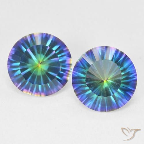 3.06ctw Naturale Multicolore Blu Quarzo mistico, Rotondo, VVS-VS