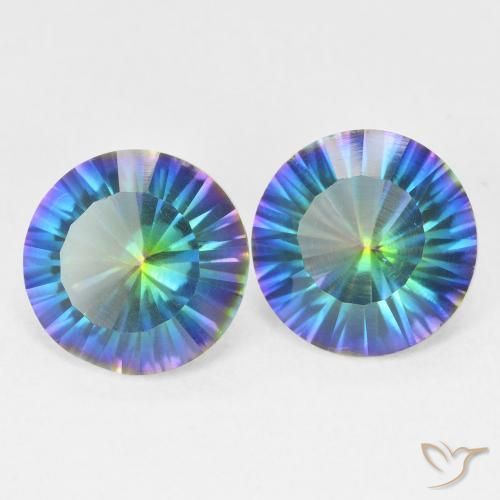 Gemme di Quarzo mistico Multicolore Blu naturale da 3.06 ct, Rotondo, VVS-VS