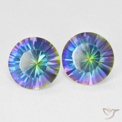 Gemme di Quarzo mistico Multicolore Blu naturale da 3.19 ct, Rotondo, VVS-VS