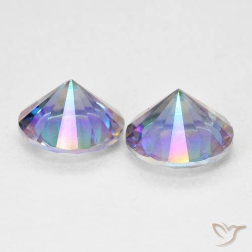 Gemme di Quarzo mistico Multicolore Blu naturale da 3.19 ct, Rotondo, VVS-VS