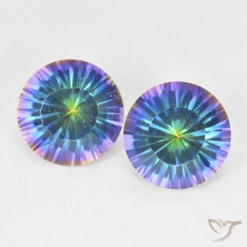3.37ctw Naturale Multicolore Blu Quarzo mistico, Rotondo, VVS-VS