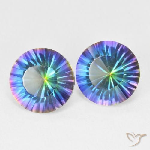 Gemme di Quarzo mistico Multicolore Blu naturale da 3.37 ct, Rotondo, VVS-VS