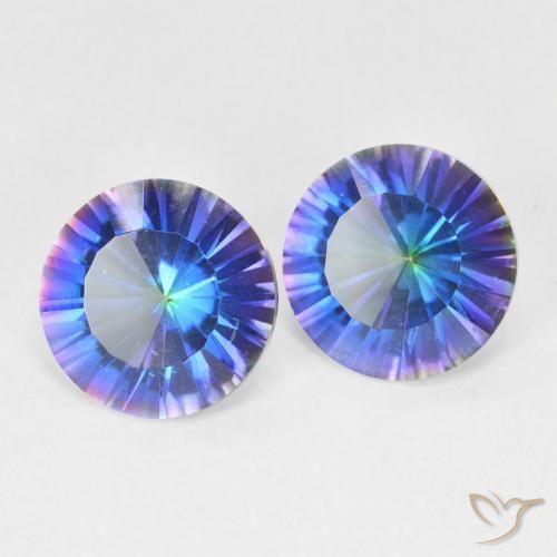 Gemme di Quarzo mistico Multicolore Blu naturale da 3.24 ct, Rotondo, VVS-VS