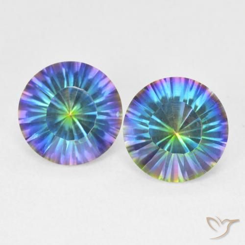 3.27ctw Naturale Multicolore Blu Quarzo mistico, Rotondo, VVS-VS