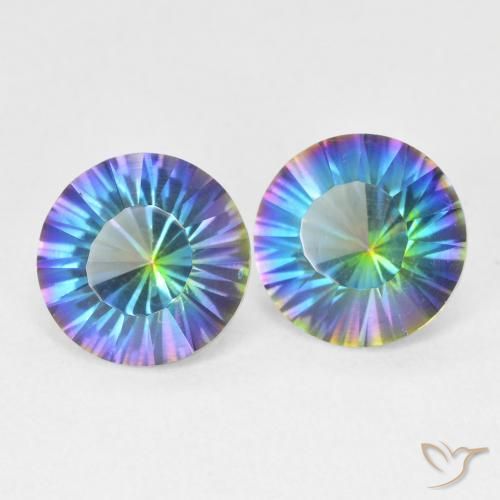 Gemme di Quarzo mistico Multicolore Blu naturale da 3.27 ct, Rotondo, VVS-VS