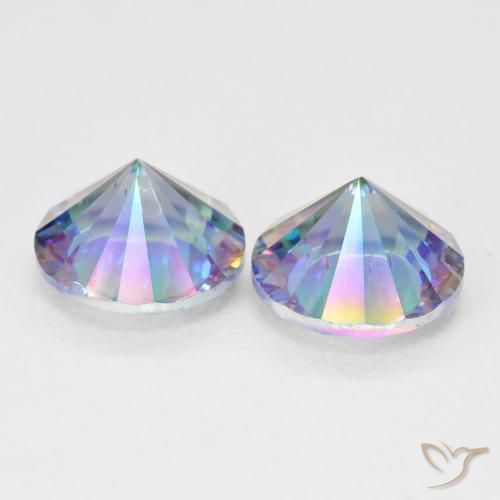 Gemme di Quarzo mistico Multicolore Blu naturale da 3.27 ct, Rotondo, VVS-VS