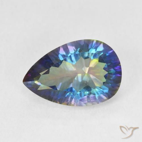 3.05ct Naturale Multicolore Quarzo mistico, Forma a pera, VVS-VS
