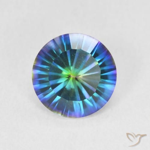 Quarzo mistico Multicolore Blu naturale da 1.52 ct, Taglio rotondo, VVS-VS
