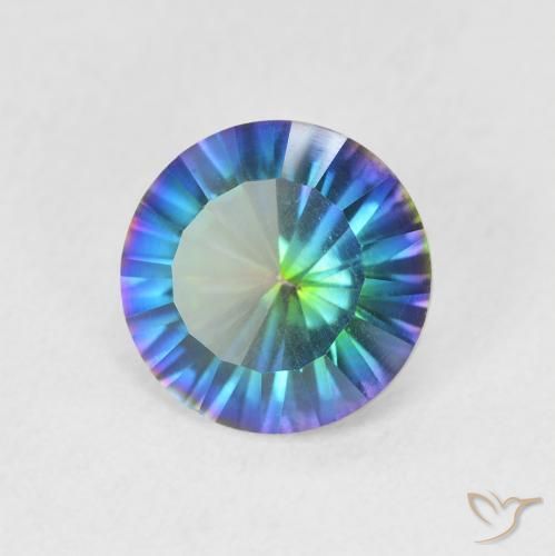 Quarzo mistico Multicolore Blu naturale da 1.52 ct, Taglio rotondo, VVS-VS