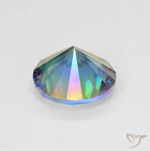 Quarzo mistico Multicolore Blu naturale da 1.52 ct, Taglio rotondo, VVS-VS