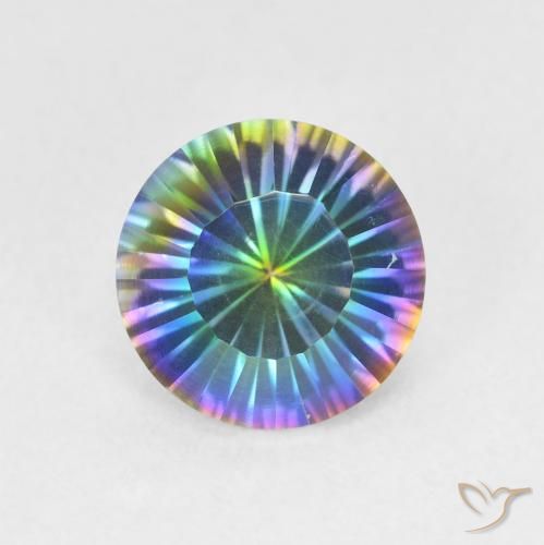 Quarzo mistico naturale multicolore da 1,69 ct, taglio rotondo, VVS-VS