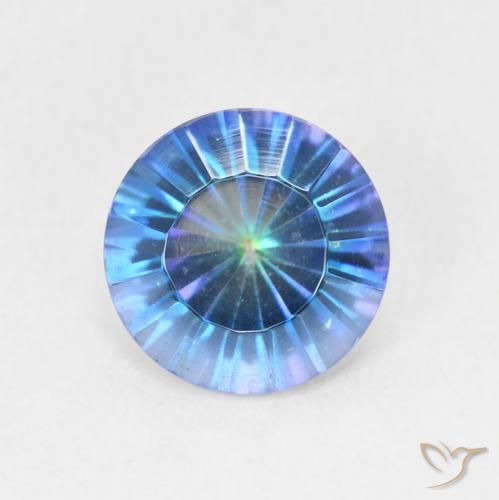 Quarzo mistico Multicolore Blu naturale da 1.72 ct, Rotondo, VVS-VS