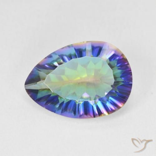 4.68ct Naturale Multicolore Blu Quarzo mistico, Forma a pera, VS
