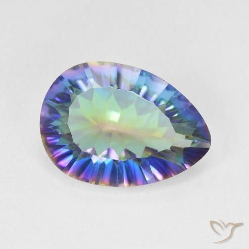 Quarzo mistico Multicolore Blu naturale da 4.68 ct, Forma a pera, VS