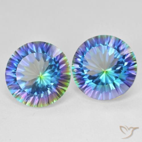 Gemme di Quarzo mistico Multicolore Blu naturale da 11.92 ct, Rotondo, VS