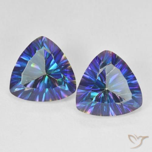 6.10ctw Naturale Multicolore Blu Quarzo mistico, Taglio trillion, VS