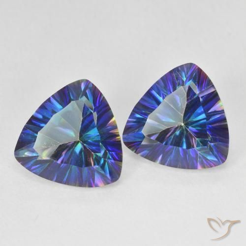 Gemme di Quarzo mistico Multicolore Blu naturale da 6.10 ct, Taglio trillion, VS